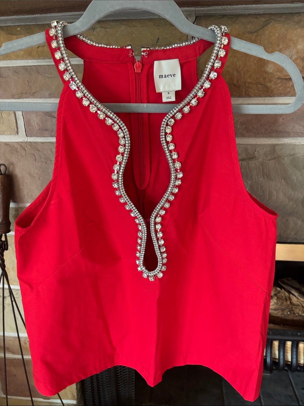 Maeve (Anthropology) Red Jewel-Trim Sleeveless Tank size S. Like new.